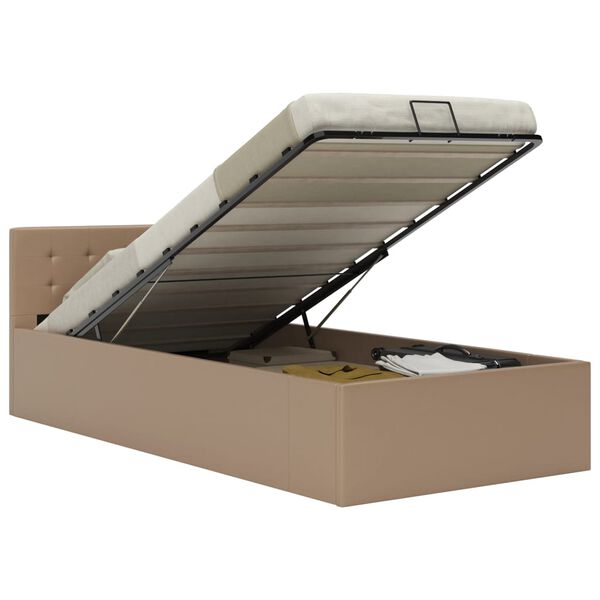 vidaXL 油圧式収納ベッドフレーム カプチーノ 合成皮革製 90x200cm