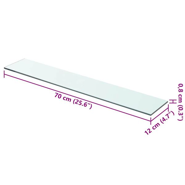 vidaXL 棚板 ガラス製 透明 70x12cm