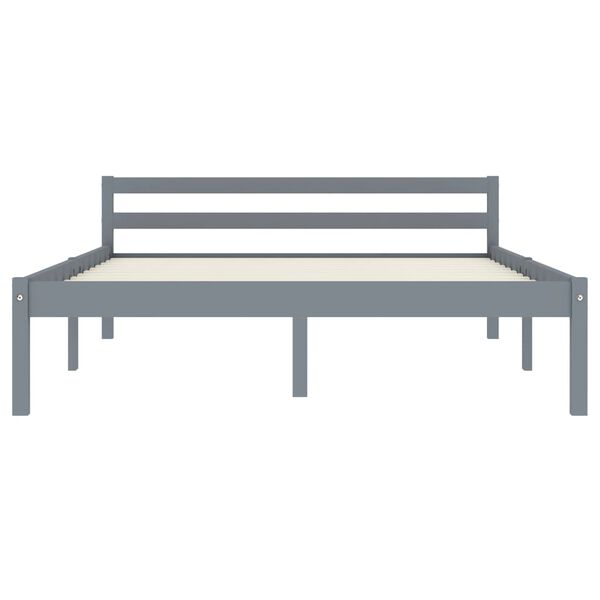vidaXL ベッドフレーム グレー パインウッド 無垢材 120x200cm