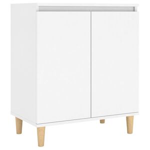 vidaXL サイドボード 無垢材脚付き ホワイト 60x35x70 cm エンジニアリングウッド