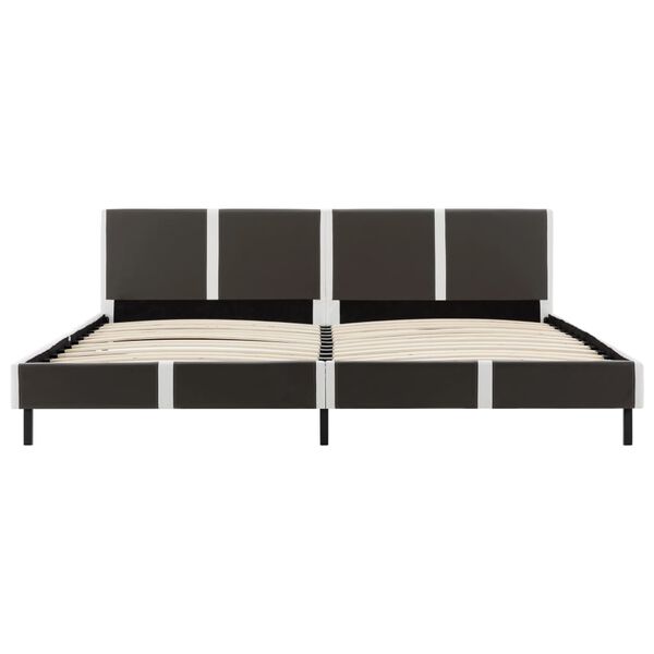 vidaXL ベッドフレーム グレー＆ホワイト 合成皮革製 180x200cm