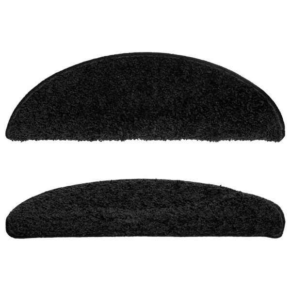 vidaXL 階段マット 15枚入り 56x17x3 cm ブラック 半円形