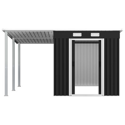 vidaXL ガーデン小屋 拡張屋根付き アントラシート 336x270x181 cm スチール製