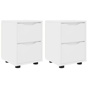 vidaXL ベッドサイドテーブル 2 個 ホワイト 30.5 x 30 x 43 cm エンジニアードウッド