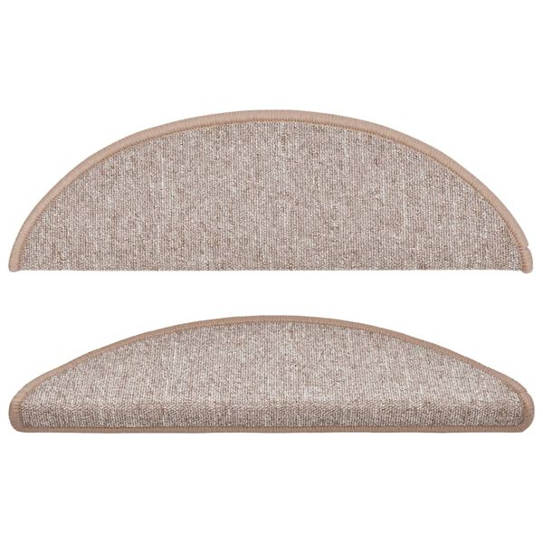 vidaXL 階段マット 15枚入り 56x17x3 cm ライトブラウン 半円形