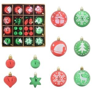 vidaXL クリスマスオーナメントセット 40 個 赤と緑 &Oslash; 6 cm プラスチック LED