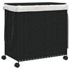 vidaXL ランドリーバスケット キャスター付き ブラック 60x35x60.5cm ラタン