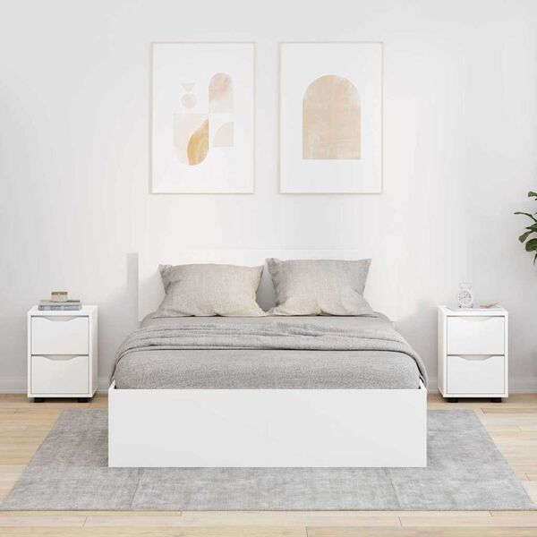 vidaXL ベッドサイドテーブル 引き出し付き 2 pcs ホワイト 30.5 x 30 x 43 cm エンジニアリングウッド