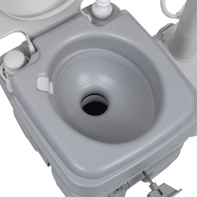 vidaXL ポータブルキャンプ用トイレ＆手洗いスタンド グレー