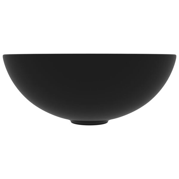 vidaXL バスルーム用 洗面ボウル セラミック製 マットブラック 丸型