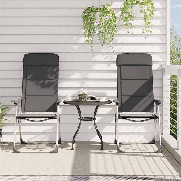 vidaXL キャンプチェア 2点 グレー 58x69x111cm アルミ製