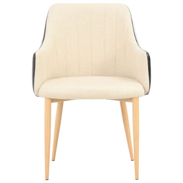 vidaXL ダイニングチェア 2点セット ブラック＆クリーム 布張り