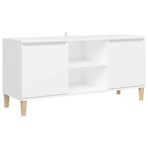vidaXL TVキャビネット 無垢材脚付き ホワイト 103.5x35x50 cm