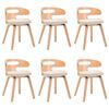 vidaXL ダイニングチェア 6点 クリーム 曲げ木＆合成皮革製