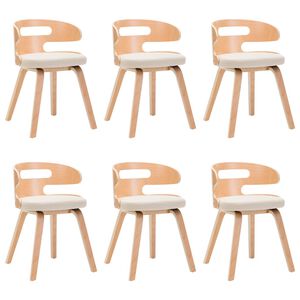 vidaXL ダイニングチェア 6点 クリーム 曲げ木＆合成皮革製