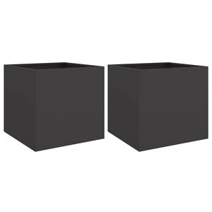 vidaXL プランター 2点 ブラック 49x47x46cm スチール