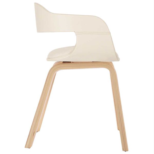 vidaXL ダイニングチェア 2点 クリーム 合成皮革＆曲げ木製