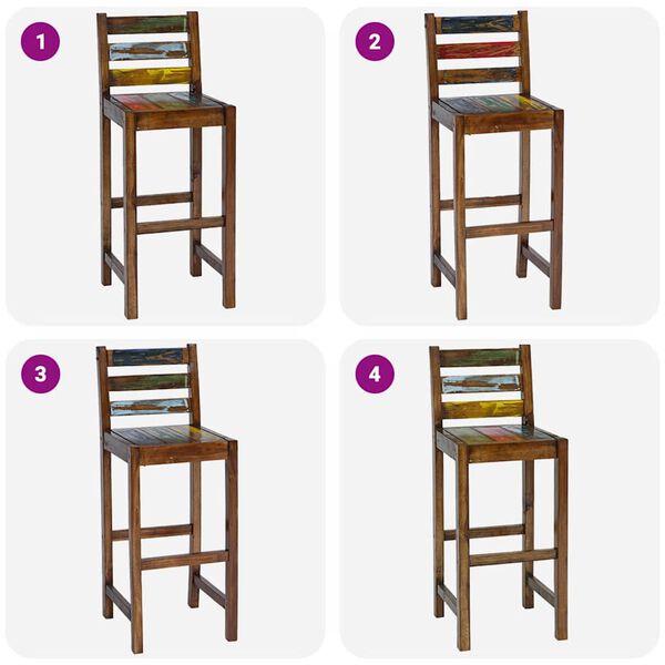 vidaXL バースツール 2点 無垢の再生木材