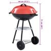 vidaXL 携帯式 チャコールケトルBBQグリル XXL ホイール付き 44cm