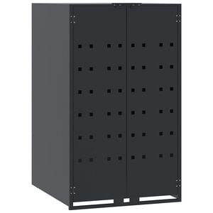 vidaXL ホイール付きビン収納 シングルビン用 アンスラサイト 69x79x117 cm スチール