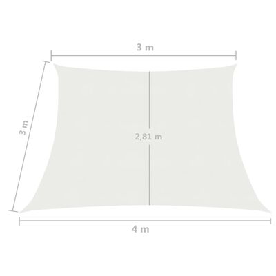 vidaXL サンシェードセイル 160g/m² ホワイト 3/4x3m 高密度ポリエチレン