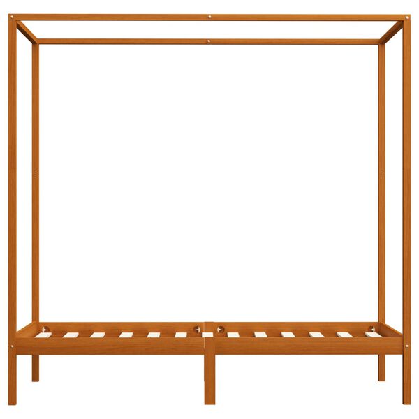 vidaXL ベッドフレーム キャノピー付き ハニーブラウン パイン無垢材 100x200cm