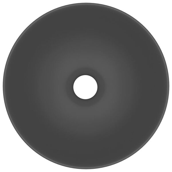 vidaXL バスルーム用 洗面ボウル セラミック製 ダークグレー 丸型