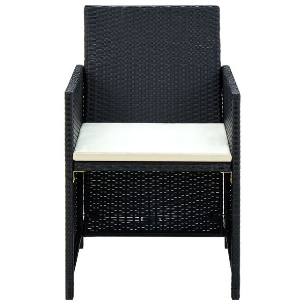 vidaXL ガーデンラウンジ4点セット クッション付き ポリラタン製 ブラック