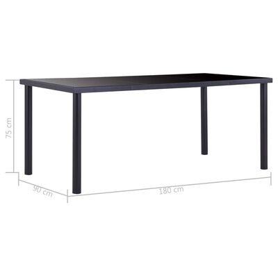 vidaXL ダイニングテーブル ブラック 180x90x75cm 強化ガラス製