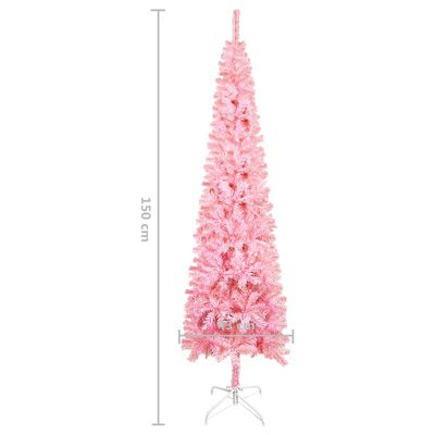 vidaXL スリム型 クリスマスツリー 150cm ピンク