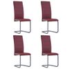 vidaXL カンチレバーダイニングチェア 4点 レッド 合成皮革製