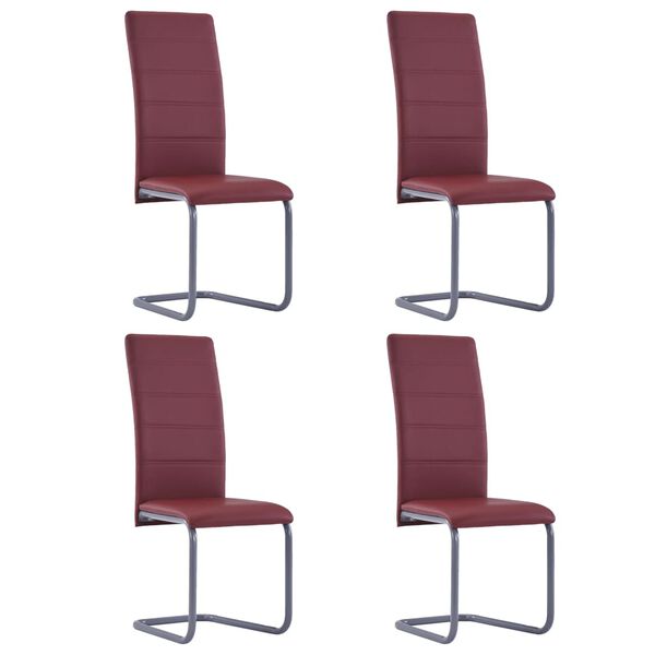 vidaXL カンチレバーダイニングチェア 4点 レッド 合成皮革製