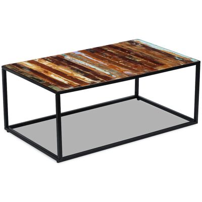 vidaXL コーヒーテーブル 無垢 再生木材 100x60x40cm