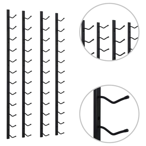 vidaXL 壁掛けワインラック 12本 2点 ブラック 鉄製