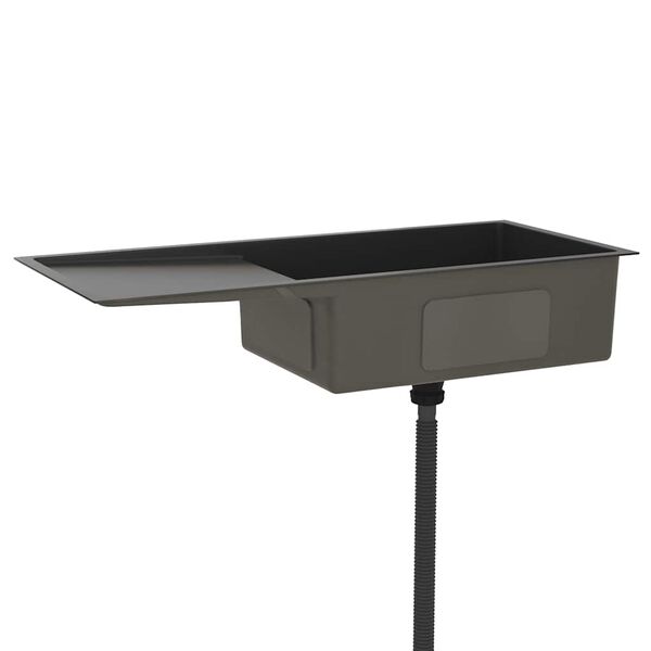 vidaXL 手作り キッチンシンク ステンレススチール製 ブラック