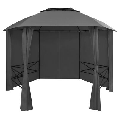 vidaXL ガーデンガゼボ風テント パビリオンテント カーテン付き 六角形 360x265cm