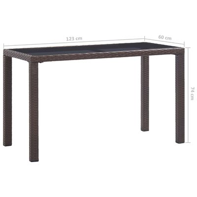 vidaXL ガーデンテーブル 123x60x74cm ポリラタン製 ブラウン