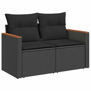 vidaXL ガーデンソファ クッション付き 2人掛け ブラック ポリラタン