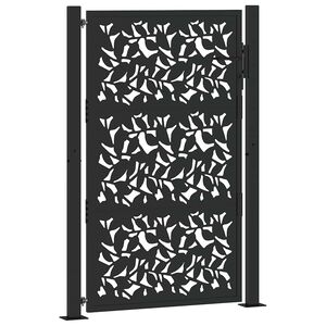 vidaXL ガーデンゲート ブラック 100x150cm スチール製 リーフデザイン
