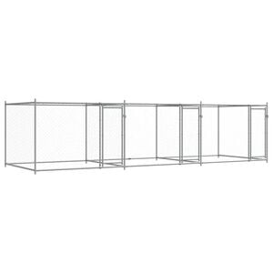 vidaXL 犬用ケージ ドア付き グレー 6x2x1.5 m 亜鉛メッキ鋼