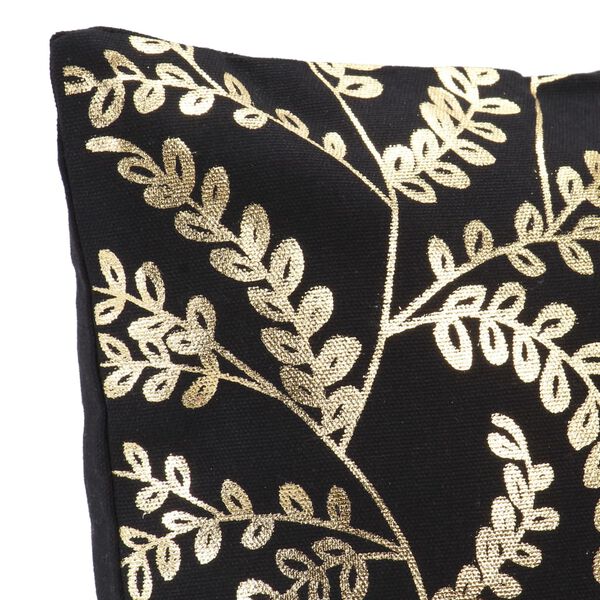 vidaXL クッション2点 箔プリント ブラック＆ゴールド 40x40cm コットン製