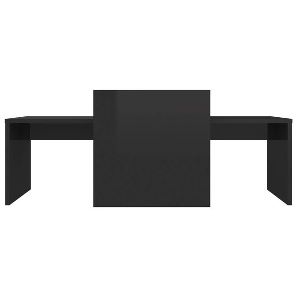 vidaXL コーヒーテーブルセット ハイグロスブラック 100x48x40cm パーティクルボード