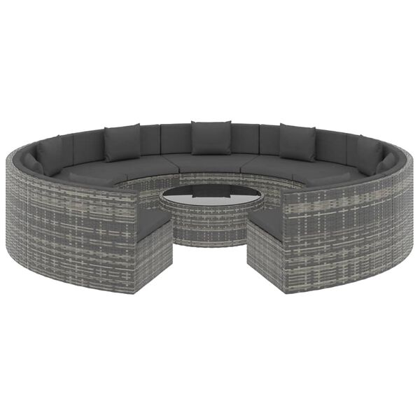 vidaXL ガーデンラウンジ10点セット クッション付き ポリラタン製 グレー