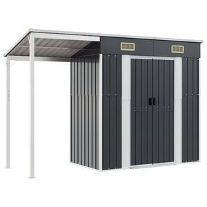 vidaXL ガーデン小屋 拡張屋根付き アントラシート 277x107x181 cm スチール製