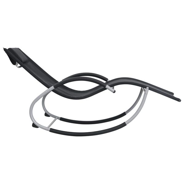 vidaXL サンラウンジャー ピロー付き 合成繊維製 ブラック