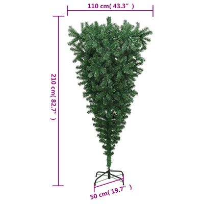 vidaXL 逆さま型 フェイククリスマスツリー スタンド付き グリーン 210cm