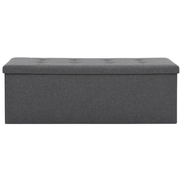 vidaXL 折りたたみ収納ベンチ フェイクリネン 110x38x38cm ダークグレー