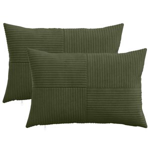 vidaXL クッションカバー 2 pcs ALMELO グリーン 30 x 50 cm コーデュロイ