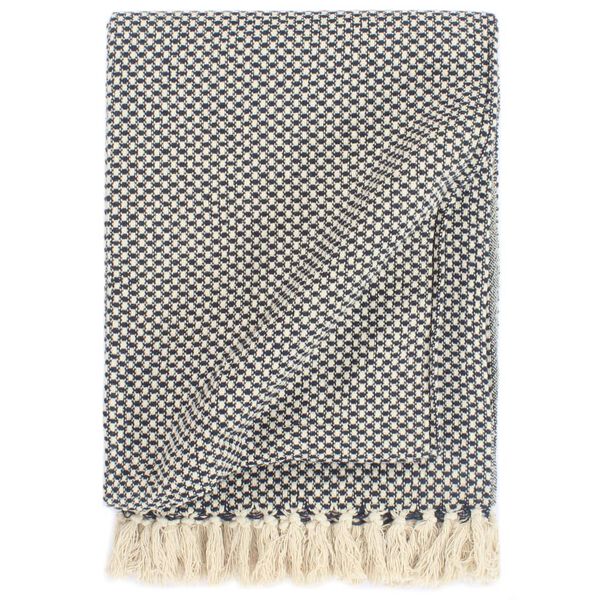 vidaXL スローケット コットン製 125x150cm ネイビーブルー