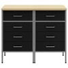 vidaXL 作業キャビネット 引き出し付き 2 pcs 黒とグレー 100 x 55 x 85 cm エンジニアードウッドとスチール